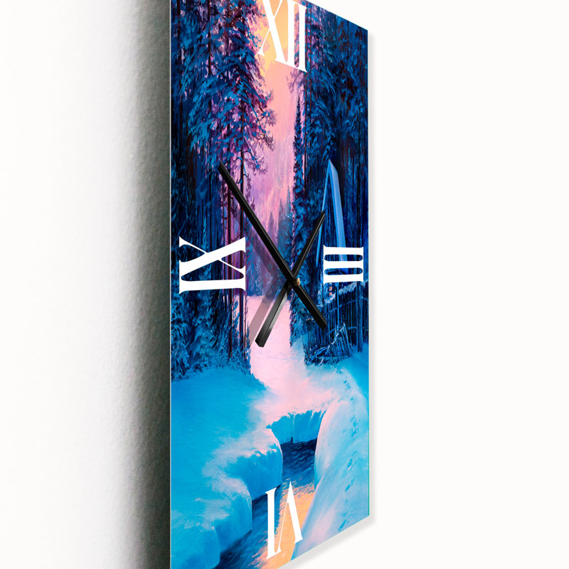 Horloge murale Winter Landscape and the River House in the Woods II, Grand