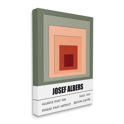 " Modern Albers Abstraction Layered Squares Red Blush Green "
