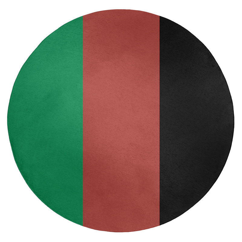 Tapis vert rayé/doré/noir zone, Rond 5 pi