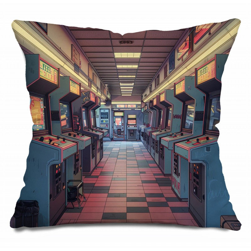Coussin Trendy, Bleu / mauve / vin, H 16 po x l 16 po