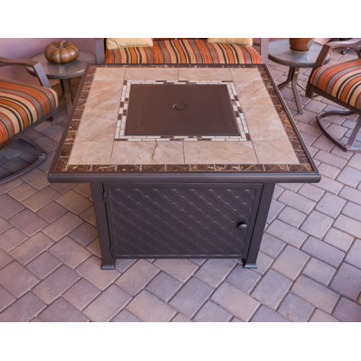 Table de foyer d'extérieur au propane en acier H 25 po x l 40 po Stoke