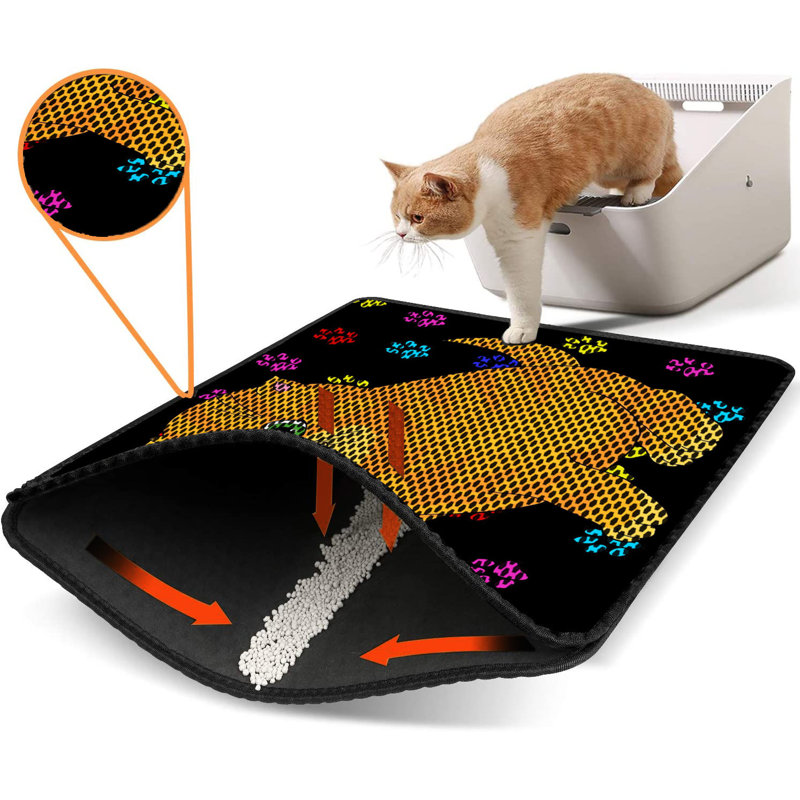 Premium Cat Litter Mat, 18 x 24 inches | 50% PVC / 50% Polyester, Machine Washable & Vacuum Friendly | Durable, Easy-Clean Design for Pet Owners | Protect Your Floors from Litter Messes