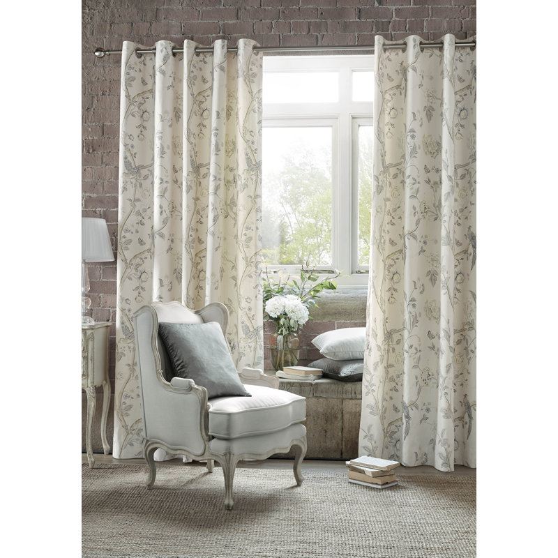 Summer Palace Cotton Semi Sheer Curtain Pair, 163 W x 137 D cm