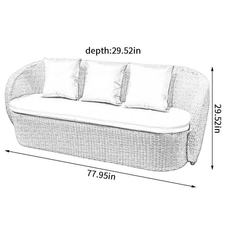 Canapé d'extérieur en osier 77,95 po Nenko