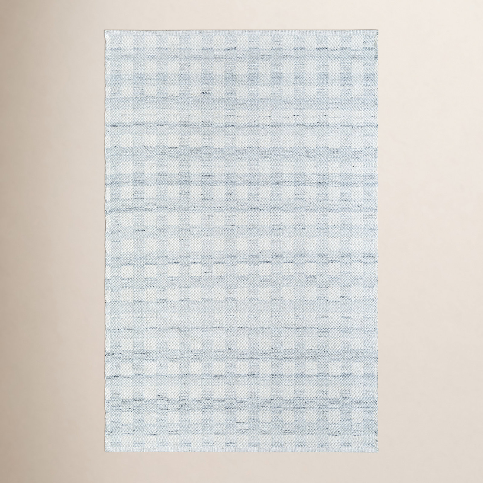 Lavande Plaid Wool Area Rug in Gray, Rectangle 8' x 10'
