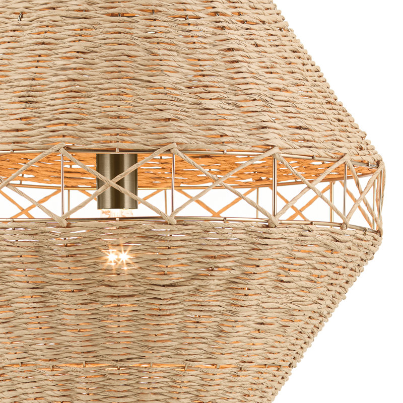 20" 1-Light Pendant with Handwoven Natural Cord