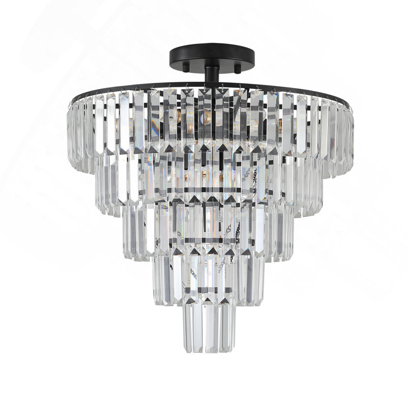 Black Crystal Chandelier 20" Ceiling Light