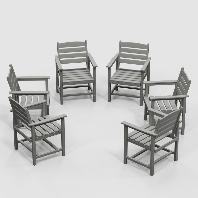 Chaise de salle à manger d'extérieur en PEHD (ensemble de 6), Gris