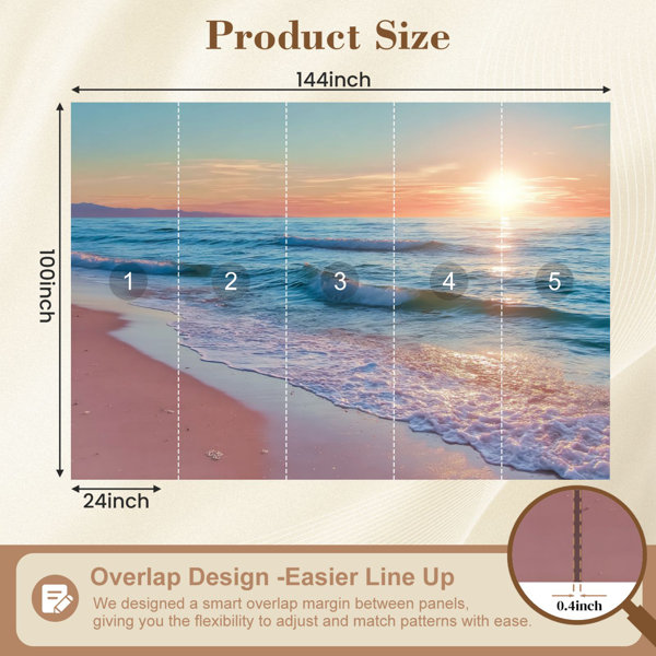 Red Barrel Studio Peel and Stick Wallpaper Colourful sunset pink sea ...