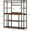 Grand support de boulanger de 55 po avec rehausse - étagère de rangement de cuisine industrielle à 5 niveaux avec crochets et support pour micro-ondes, organisateur d'armoire de cuisine rustique brun avec cadre en métal, support à garde-manger utilitaire