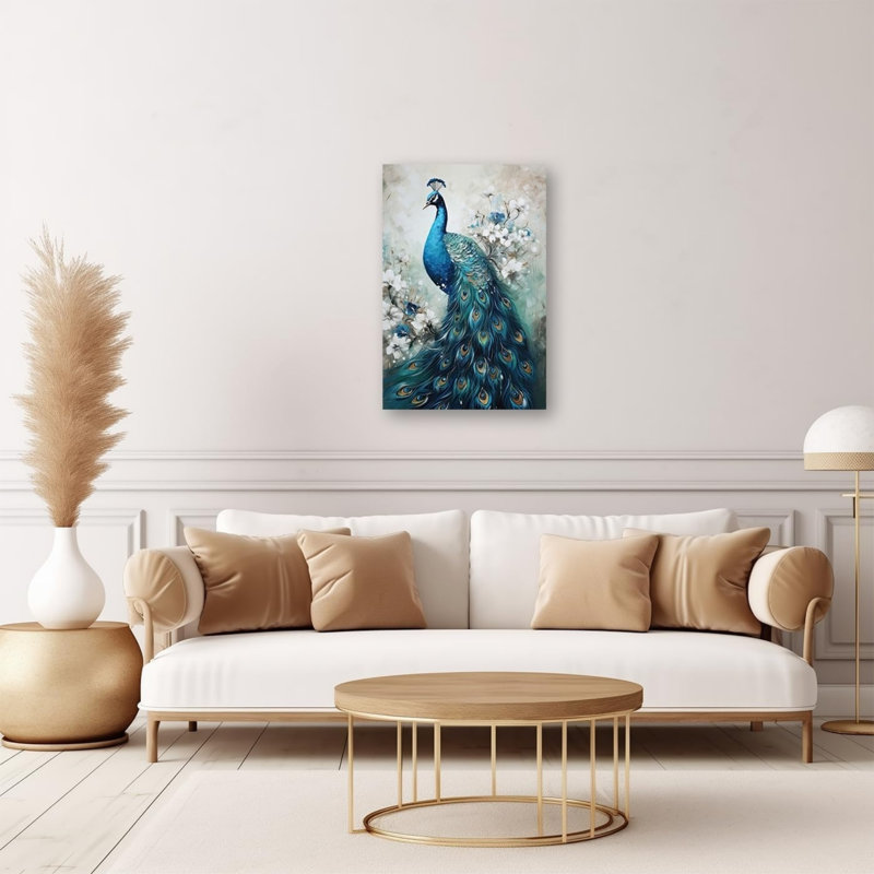 Paon bleu et art mural sur toile sans cadre 12 "x 18"