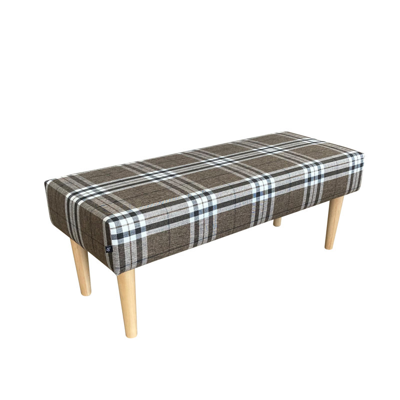Pastel Polyester Blend Upholstered Bench, Brown