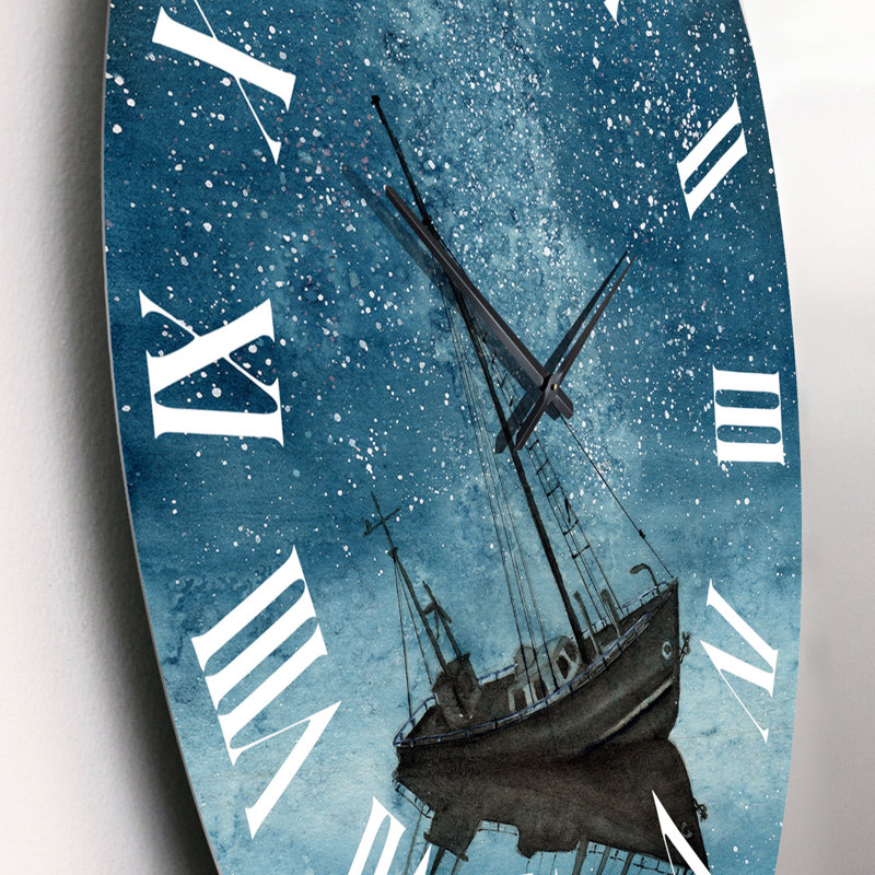 Ship with a Night Sky Street - Horloge murale nautique et côtière, Petit