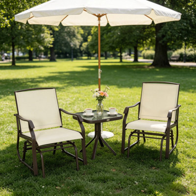 3-Piece Outdoor Glider Bistro Set For Garden Brunch & Porch Leisure Gatherings With Friends