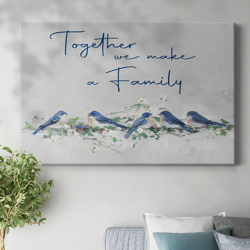Toile tendue avec galerie Bluebird Family, H 12 po x l 18 po