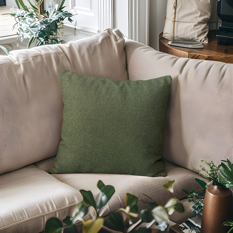 Housse de coussin carrée, Carré 20 po, Vert, Polyester