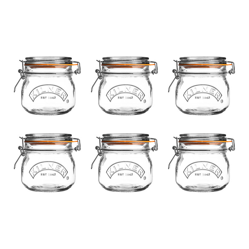 Ensemble de 6 pots ronds à pince 17 oz