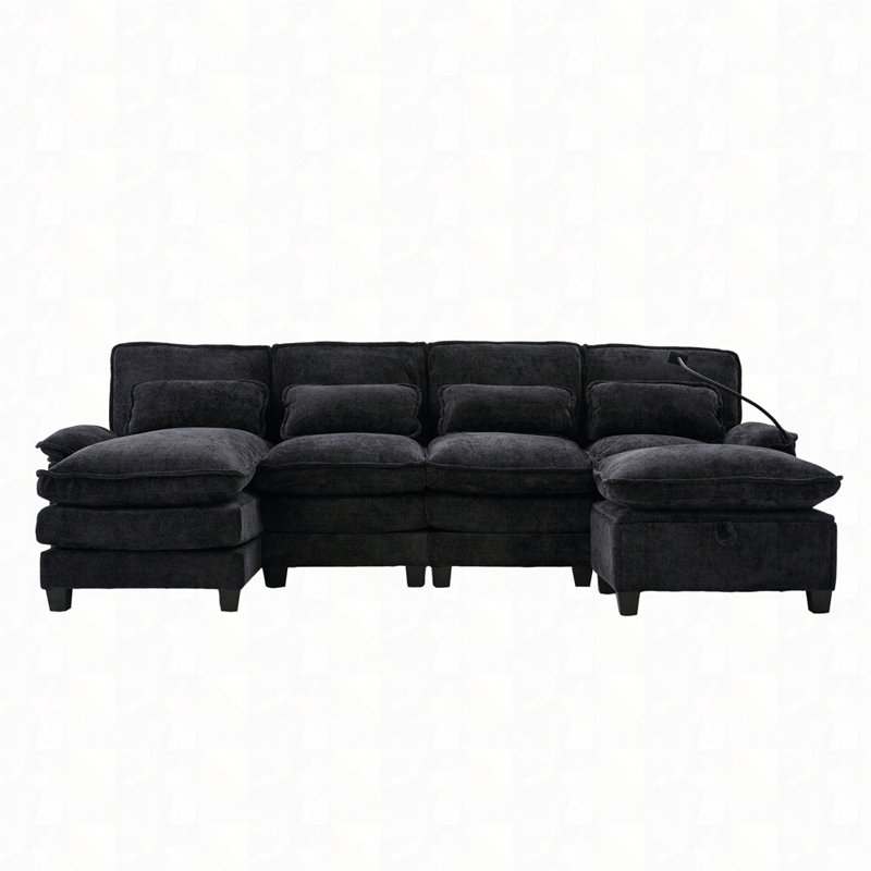 Canapés modulaires rembourrés et confortables, Noir