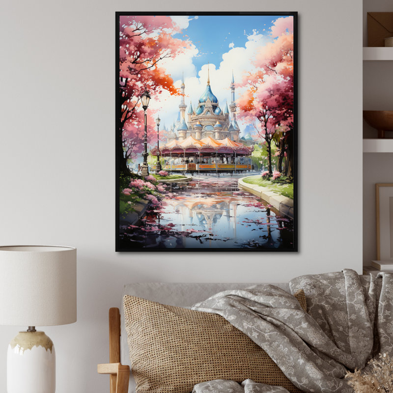 Yeiren Carousel Whimsical Delight VII, reproduction d'art sur toile, H 32 po x l 24 po x P 1 po, Cadre flottant noir