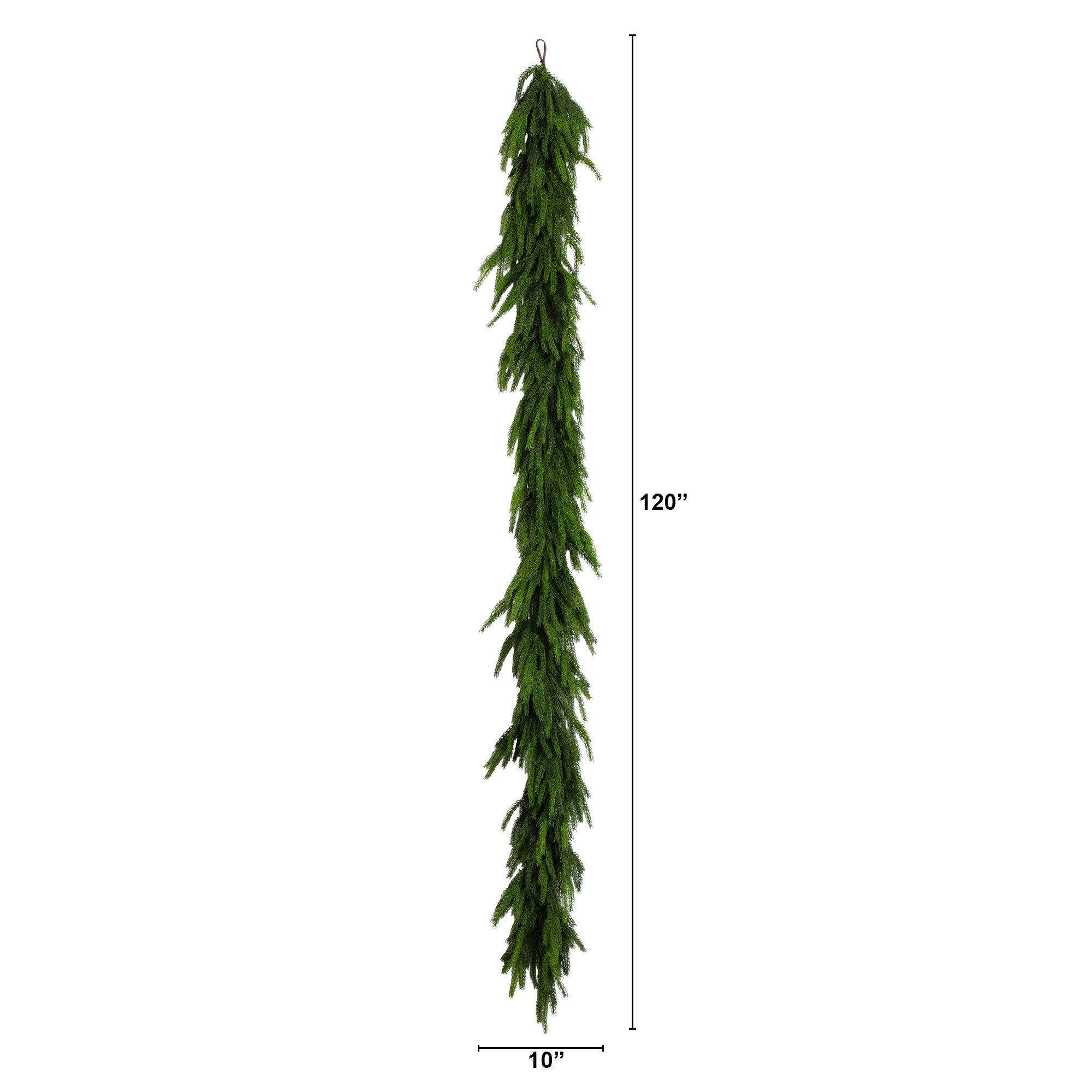 10Ft. Artificial Real Touch Norfolk Island Pine Garland With Natural Look, 10' L, Green