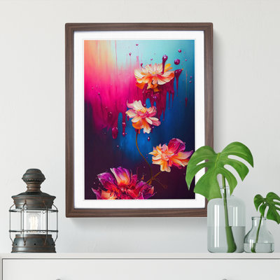 Flowers Dripping Paint No.3 Abstract - Framed Print