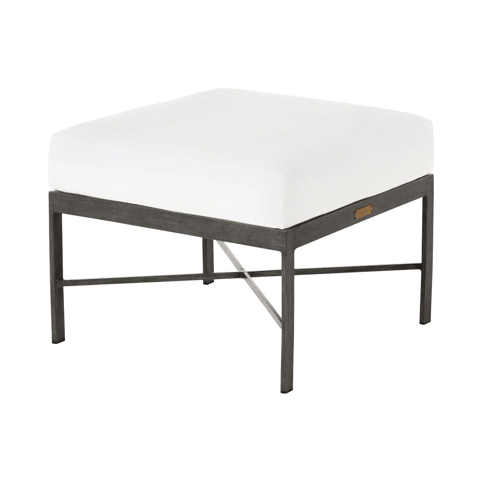 Monaco Wrought Outdoor Ottoman, Slate Gray, No Welt, Rollo Lace InsideOut® Linen