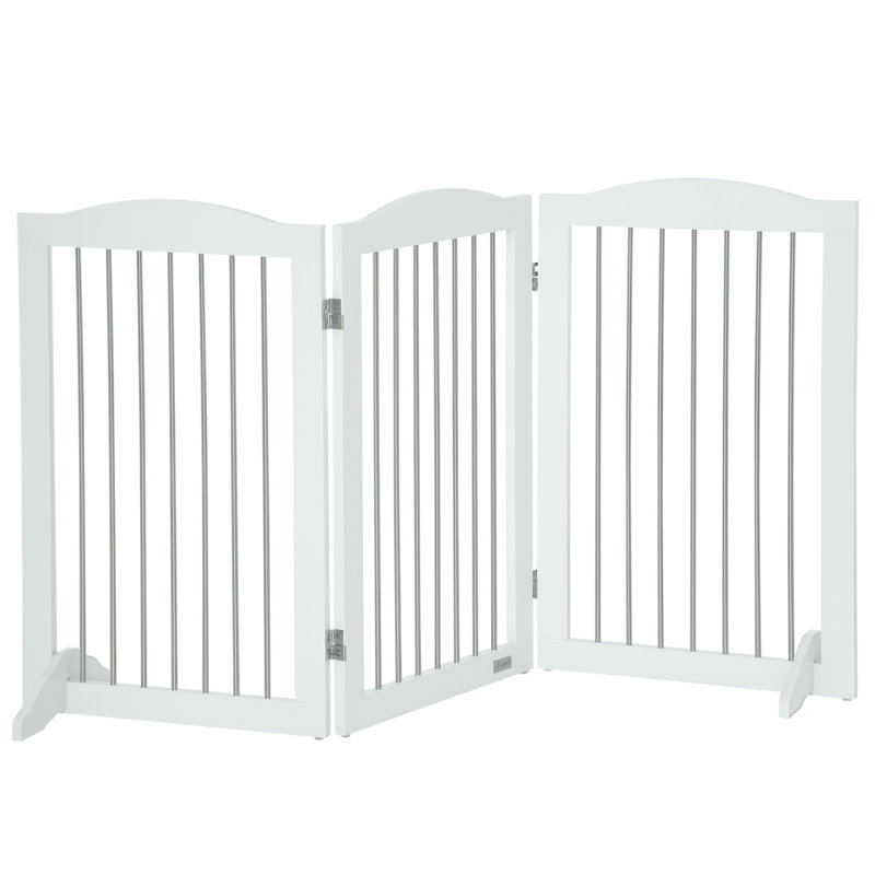 Foldable Dog Gate Freestanding Pet Gate with Two Support Feet