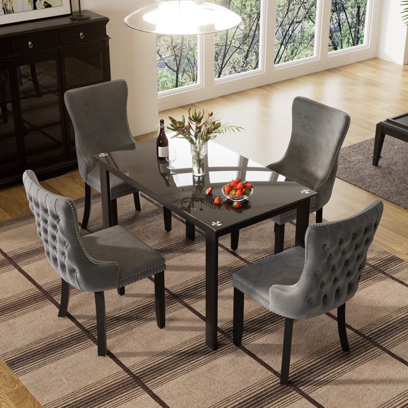 Ensemble de salle à manger 4 pièces, Gris, H 29,5 po x L 47 po x l 27,6 po