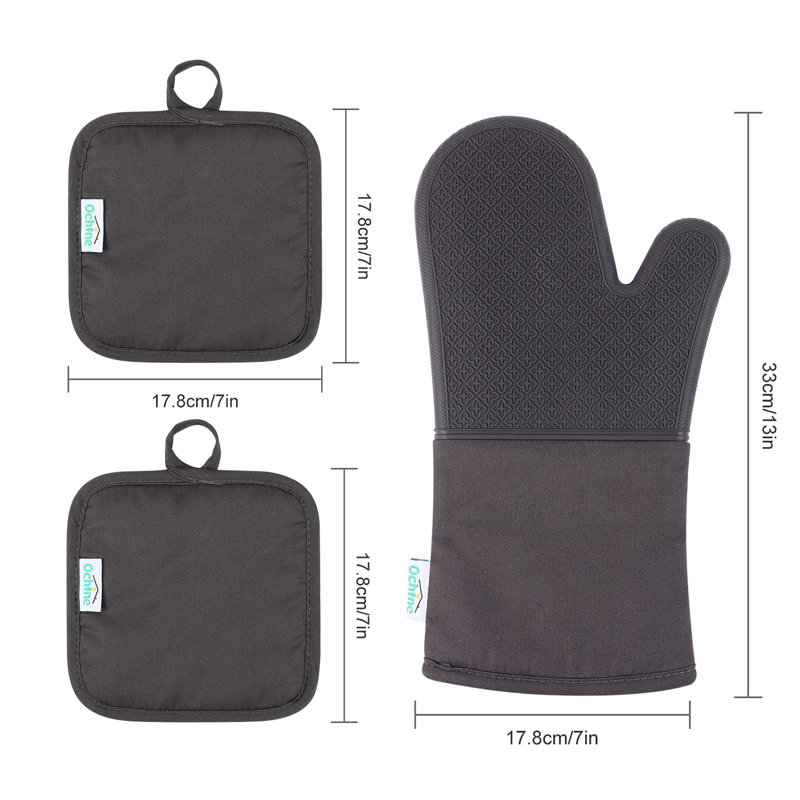 Grand Servico Potholder & Oven Mitt Set, Gray