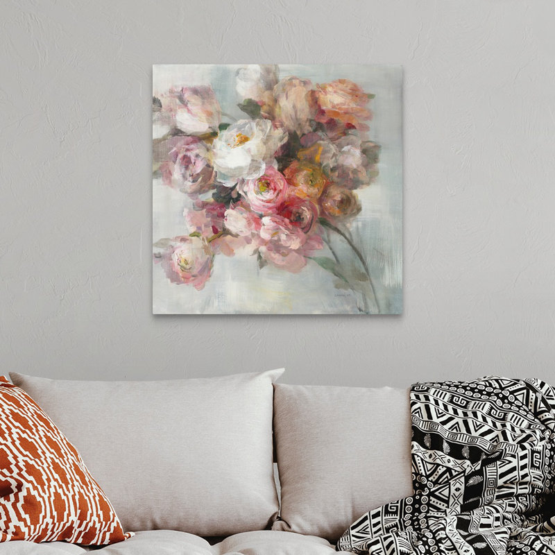 " Blush Bouquet " Painting Print, Wrapped Canvas, 30" H x 30" W x 1.25" D