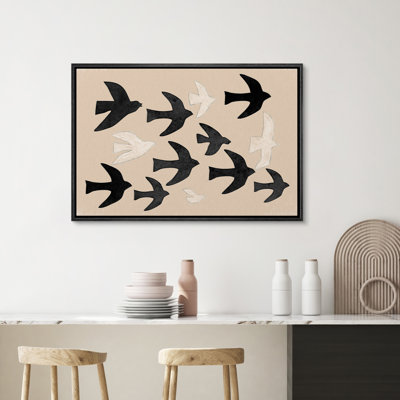Noir et blanc, hirondelle, oiseaux, Art animalier, minimaliste, art mural moderne, décoration de salon