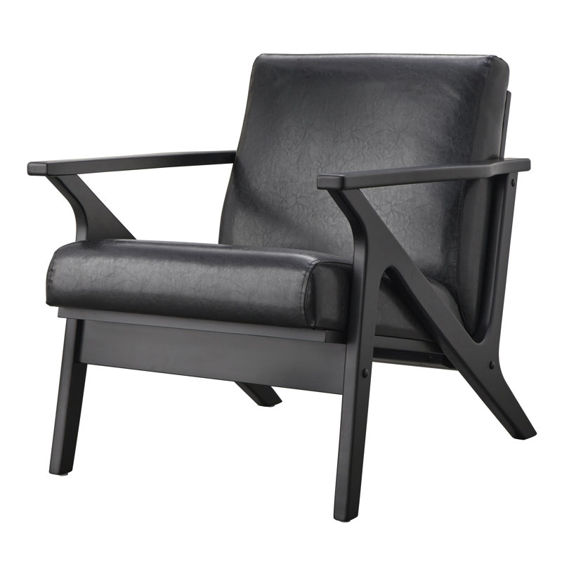 Fauteuil de 28 po de large Choudhury, Similicuir noir, Noir, noir, noir, noir