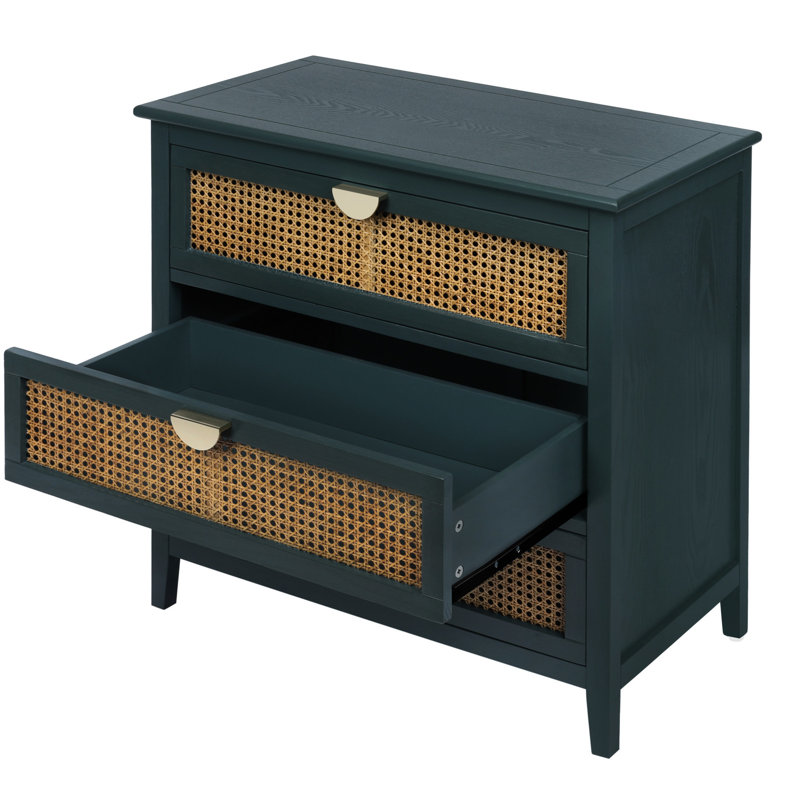 Armoire à 3 tiroirs avec naturel, idéale pour la chambre à coucher qui ajoute du caractère à la pièce, Vert
