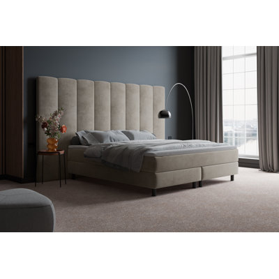 Echtes Boxspringbett Femi mit Premium Visco Topper, mit Samtstoff bezogen ***Schnelle Lieferung - Lagerbetten verfügbar***
