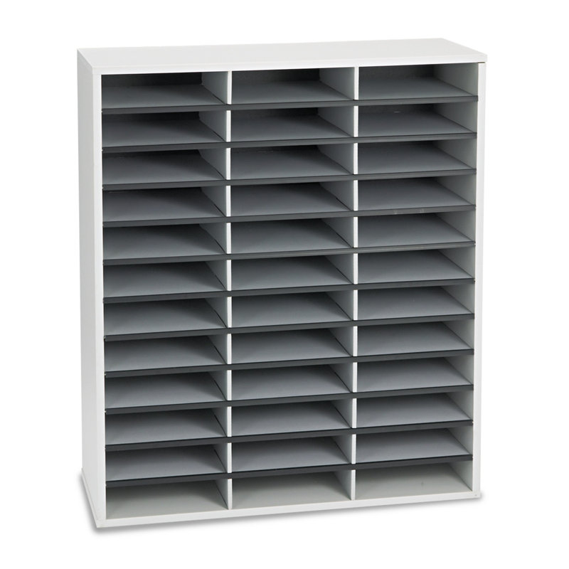 Gray and White 36-Shelf Literature Organizer