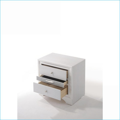 Naima White Finish 2-Drawer Storage Nightstand