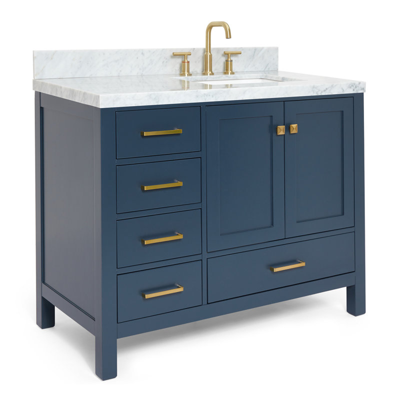 Ensemble de meuble-lavabo simple 43 po Cambridge, Bleu minuit, Oui, Forme rectangulaire