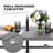 Outdoor Rectangle Powder-coated Iron 6-Person 60.6" Dining Table with 1.57'' Umbrella Hole, Iron Slatted Tabletop and Powder-coated Iron Frame, for Patio-1372989595