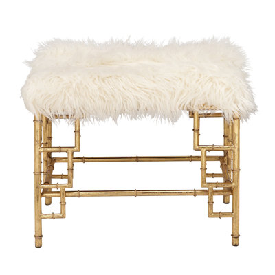 Metal Gold Stool with Faux Fur