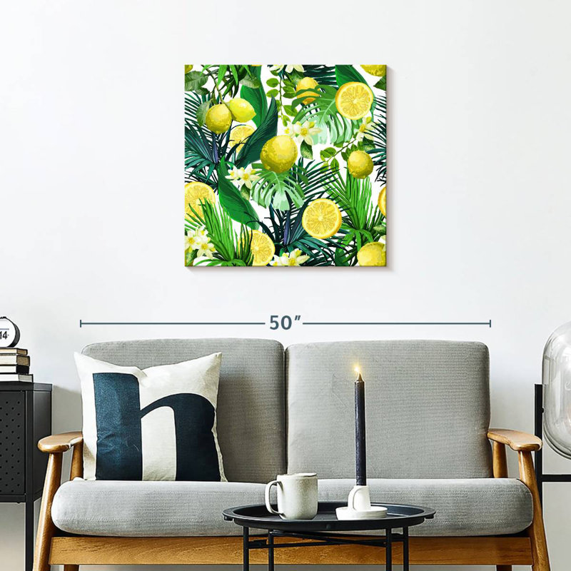 Feuilles et citrons, H 24 po x l 24 po