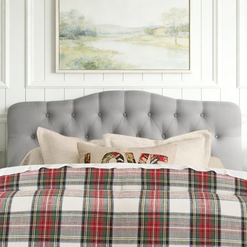 Tufted Upholstered Headboard, Solid Wood Head Board with Wood Legs, Adjustable Height Bed headboard from 47” to 63” Fabric Headboard in Modern Button Design