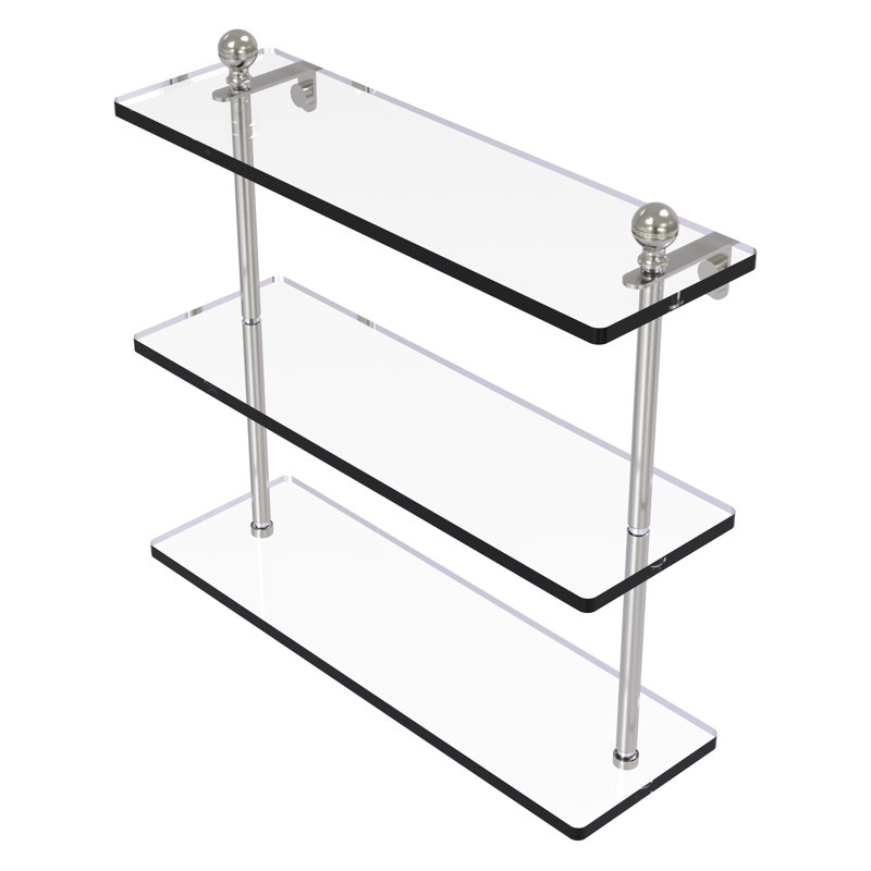 Morosini 3 Piece Tiered Shelf, 16", Satin Nickel