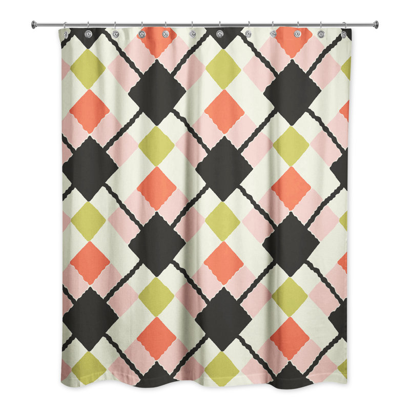 Rideau de douche simple Lochlan, Noir / Orange