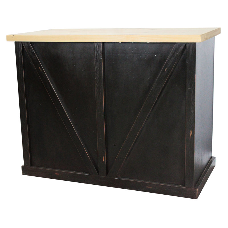 Susanna Solid Wood Kitchen Island, Rustic Antique Black