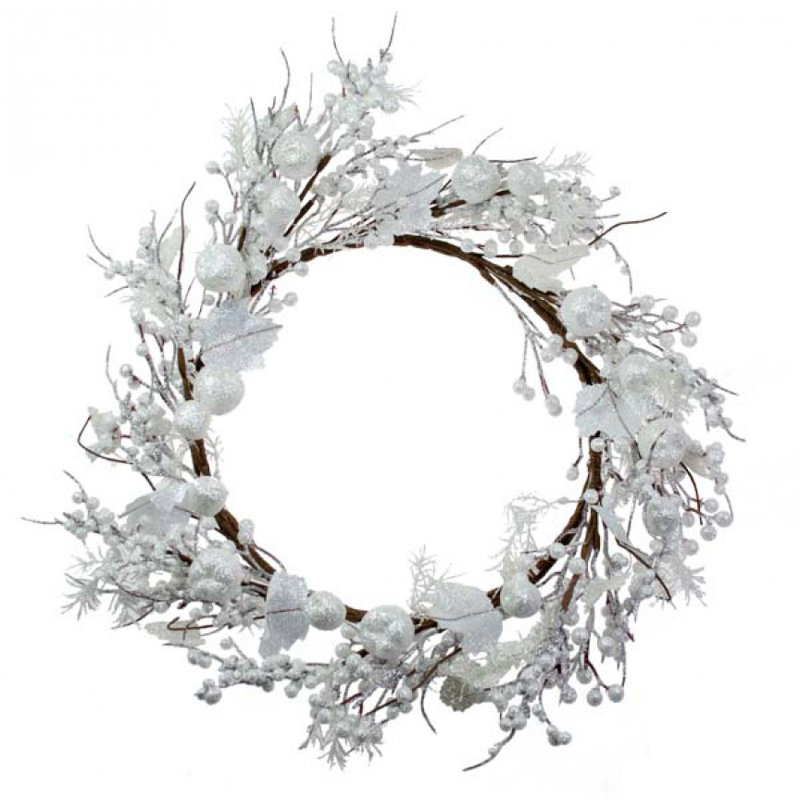 Faux Fruit 45cm Wreath, White