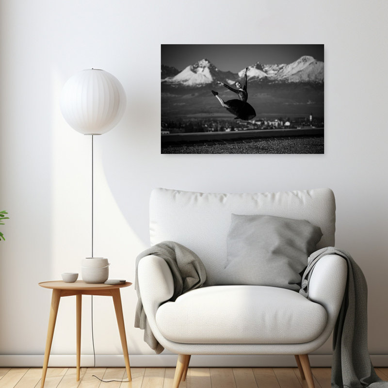 Graceful Ballet Mountain Leap Dramatic Abstract Contemporary City Landscape Wall Art Print 1 Piece Wrapped Canvas Wall Art