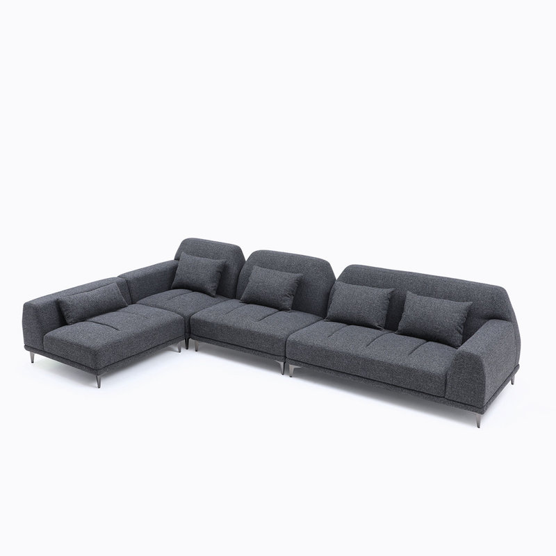 Canapé modulaire 4 pièces Craighead, Tissu gris foncé