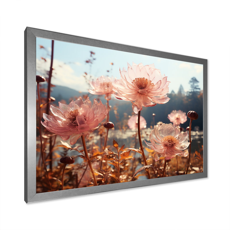 Floral Meadow Delight sur impression sur toile, Cadre simple argenté, H 12 po x l 20 po x P 1 po