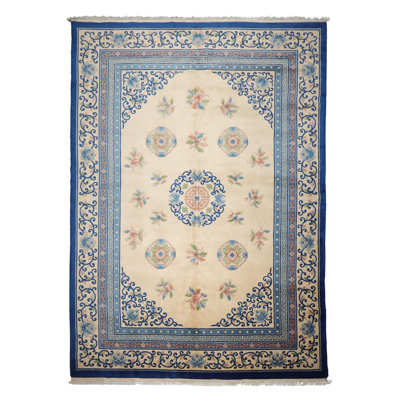 Tapis velouté en laine noué à la main 9 pi 6 po x 13 pi 6 po Aubusson Savonnerie