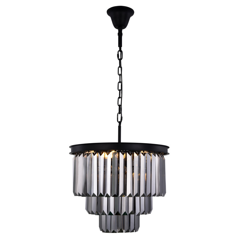 Yazmin 9 - Light Dimmable Tiered Chandelier, Gray, Matte Black
